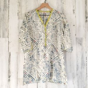 Women's Johnny Was Floral Tunic Top Paisley Ivory Blue Green Size XS
